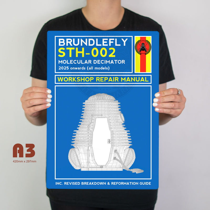 Brundle Fly Teleportation Repair Manual Metal Poster