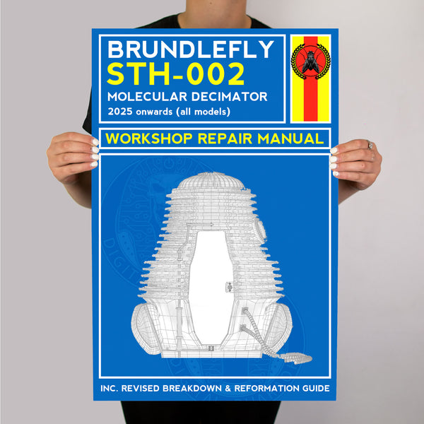 Brundle Fly Teleportation Repair Manual Metal Poster