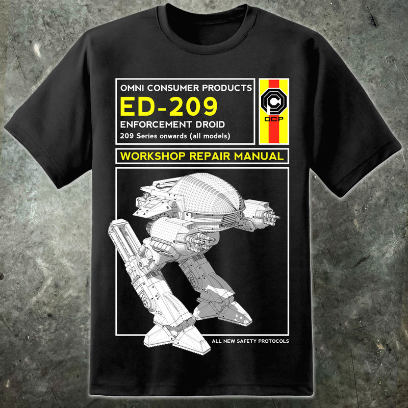 ED209 OCP Robocop Repair Manual Mens T Shirt - Digital Pharaoh UK