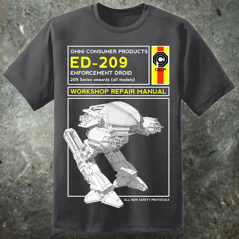 ED209 OCP Robocop Repair Manual Mens T Shirt - Digital Pharaoh UK