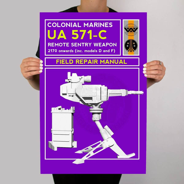 Aliens UA 571-C Sentry Gun Metal Sign - Digital Pharaoh UK