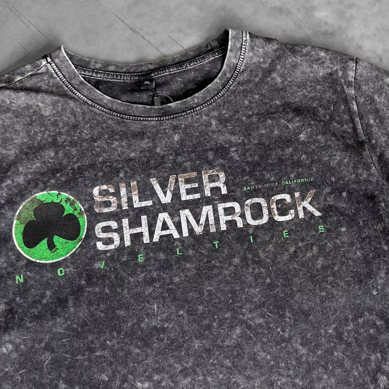 Silver Shamrock Halloween Distressed Mens T Shirt - Digital Pharaoh UK